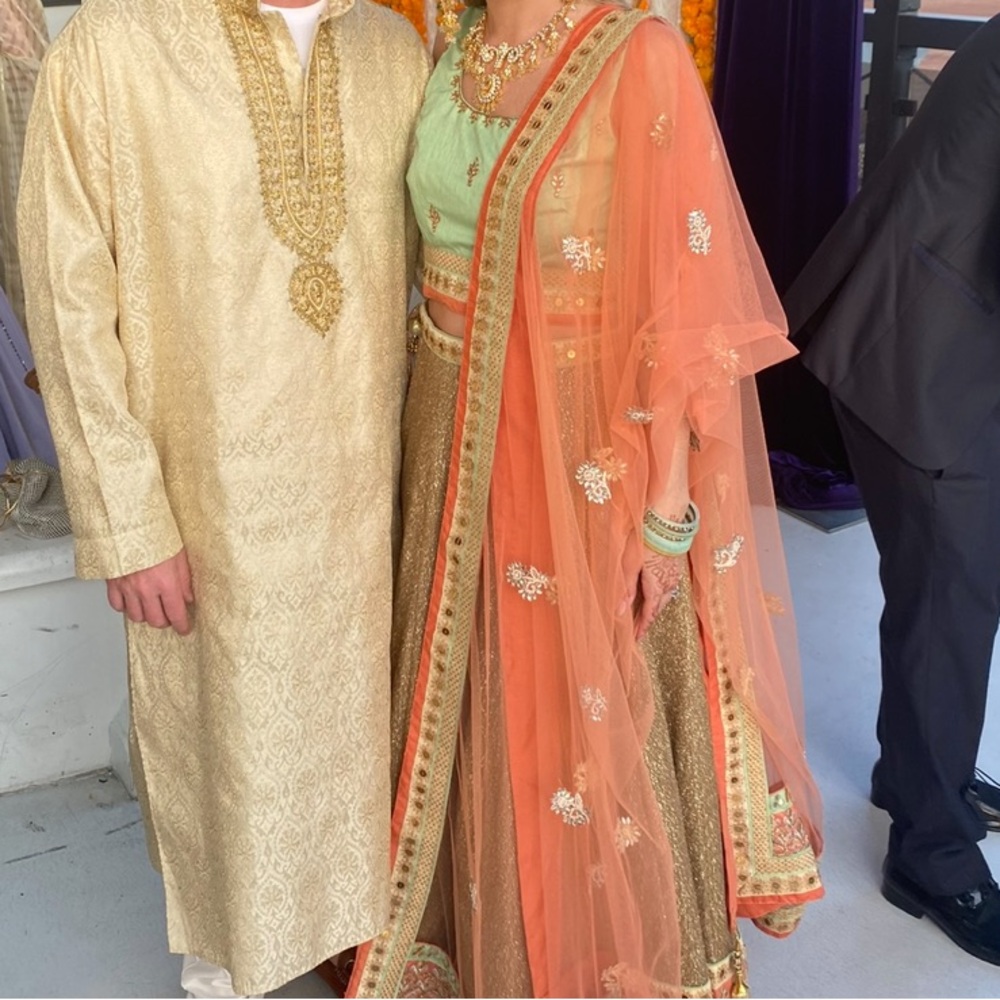Elegant Gold Embroidered Traditional Lehenga